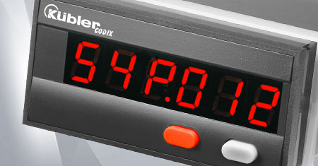 Dual function display with 96x48 mm DIN housing: Acquisition of pulses, times, frequencies, and positions. LED display.