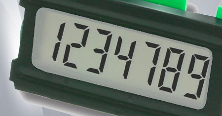 LCD counter modules for circuit board mounting: 6- and 7-digit counters. High temperature range.