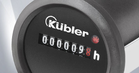 Standard hour meter for front panel mounting: 50.8 mm front panel cut-out, round. With screw or clip fastening.