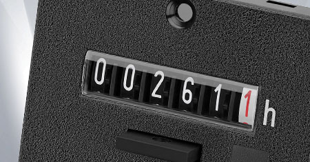 Front panel mounted standard hour meters / timers: 50x25 mm to 54x29 mm front panel cut-out. Electromechanical hour meters / timers.